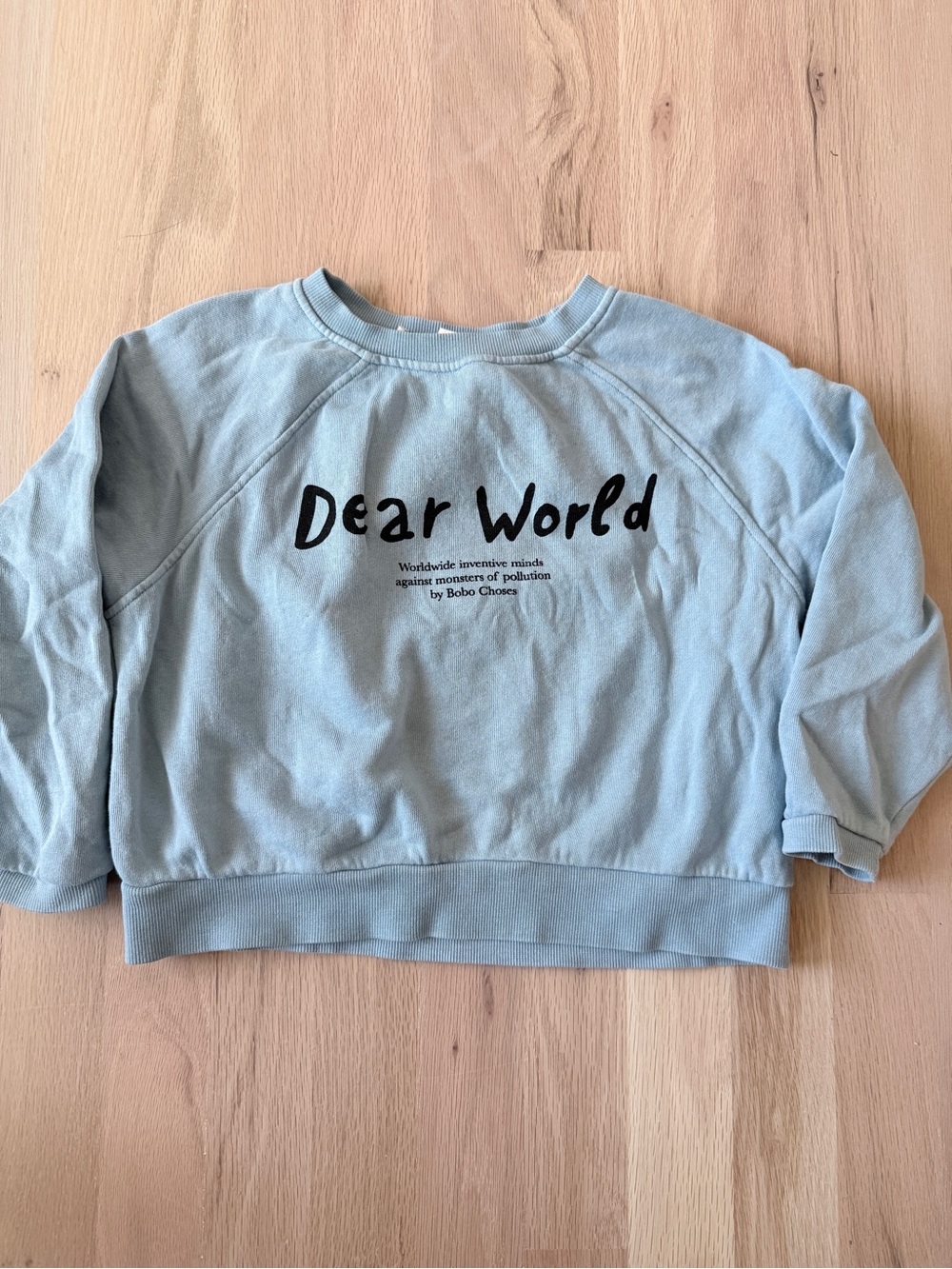Bobo Choses Light Blue "Dear World" Kids Sweatshirt